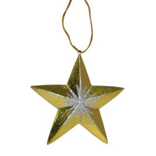 Wood Hanging Gold Silver Star 20 cm