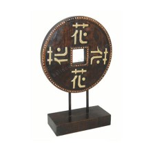 Wooden Japanese Coin Brown With Stand 45 cm