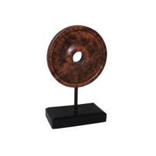 Wooden Coin Shape Black Brown With Stand 30 cm