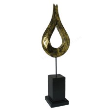 Wooden Abstract Teardrop Black Gold 80 cm