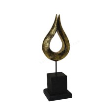 Wooden Abstract Teardrop Black Gold 60 cm