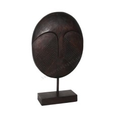 Wooden Carved Dark Brown Face With Stand 50 cm