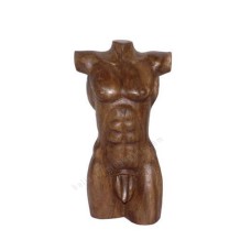 Wooden Statue Brown Male Body Torso 25 cm