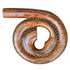 Wooden Spiral Didgeridoo Red Yellow Blue 35 cm