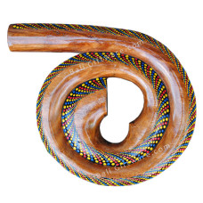 Wood Spiral Didgeridoo Yellow Blue 35 cm