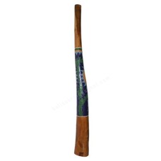 Wooden Didgeridoo Aborigine Green Leaves Motif 130 cm