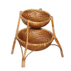 Rattan Light Brown Baskets Display Stand 45 cm