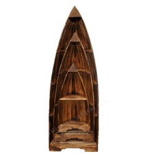 Wooden Boat Display Stand Rustic Brown Set Of 3