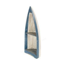 Wood Boat Display Rustic Blue White 97 cm