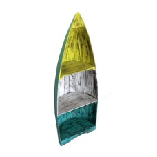 Wooden Boat Display Stand Yellow White Blue 145 cm