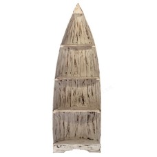 Wooden Boat Display Stand White Wash 195 cm