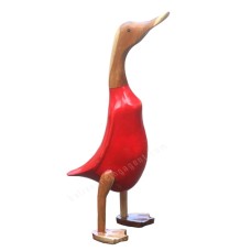 Wooden Natural Brown Red Duck 45 cm