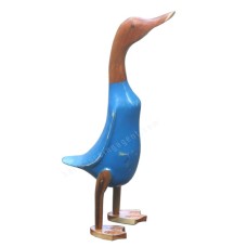 Wooden Natural Brown Blue Duck 45 cm