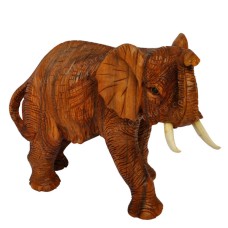 Walking Elephant Carved Wooden Sculpture