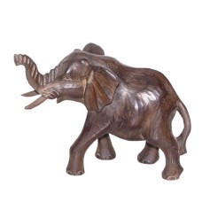 Antique Finish Elephant Wood Sculpture