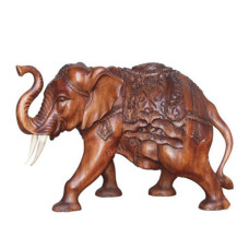 Carved Elephant Wood Sculpture