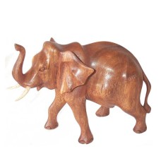 Brown Wooden Walking Elephant Statue