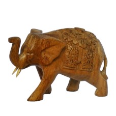 Brown Small Carved Elephant Statue
