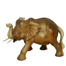 Natural Brown Elephant Wood Statue