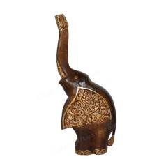Wooden Brown Carved Sitting Elephant