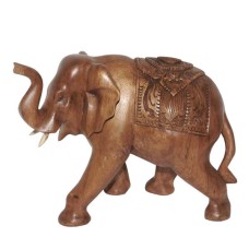 Brown Carved Walking Elephant Statue