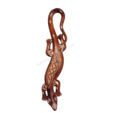 Wooden Gecko Brown White Painted 80 cm 