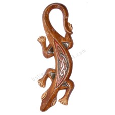 Wooden Gecko Brown Painted Dots 50 cm 
