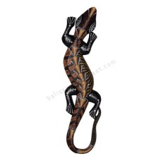 Wooden Gecko Black Brown Aborigine Painted 50 cm 
