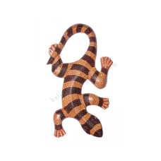 Wooden Gecko Beige Brown Aborigine Painted 30 cm 