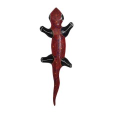 Wooden Gecko Black Red Aborigine Painted 50 cm 