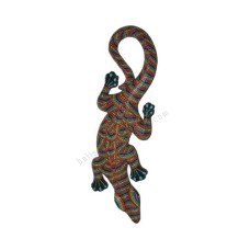 Wooden Gecko Red Blue Yellow Aborigine Painted 50 cm 