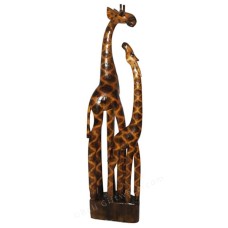 Wooden Giraffe Family Brown Burnt 100 cm