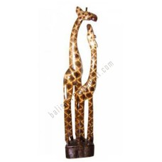 Wooden Giraffe Family Natural Burnt 200 cm