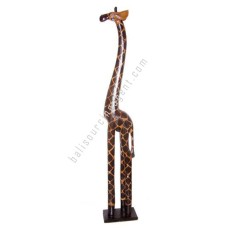 Wooden Giraffe Black Brown On Base 180 cm