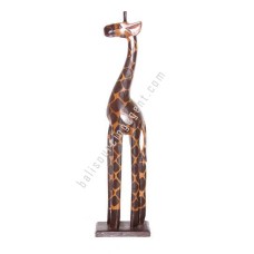 Wooden Giraffe Black Brown On Base 80 cm