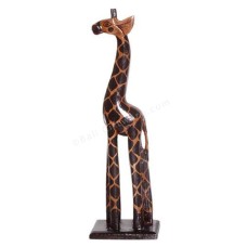Wooden Giraffe Black Brown On Base 60 cm