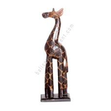 Wooden Giraffe Black Brown On Base 40 cm