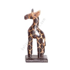 Wooden Giraffe Black Brown On Base 20 cm