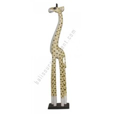 Wooden Giraffe Natural With Dots On Base 100 cm