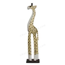 Wooden Giraffe Natural With Dots On Base 80 cm