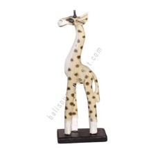 Wooden Giraffe Natural With Dots On Base 40 cm