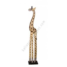 Wooden Giraffe Natural Burnt On Base 150 cm