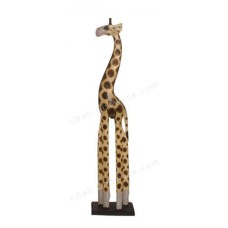 Wooden Giraffe Natural Burnt On Base 80 cm