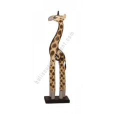 Wooden Giraffe Natural Burnt On Base 60 cm