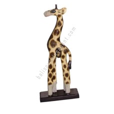 Wooden Giraffe Natural Burnt On Base 40 cm