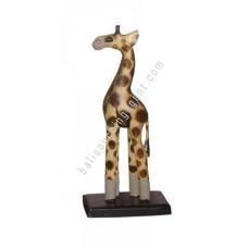 Wooden Giraffe Natural Burnt On Base 30 cm