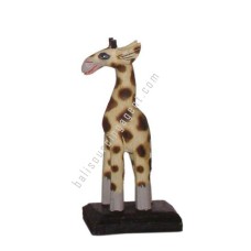 Wooden Giraffe Natural Burnt On Base 20 cm