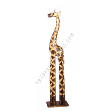 Wooden Giraffe On Base Burnt Motif 100 cm