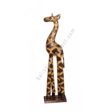 Wooden Giraffe On Base Burnt Motif 60 cm
