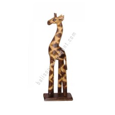 Wooden Giraffe On Base Burnt Motif 50 cm